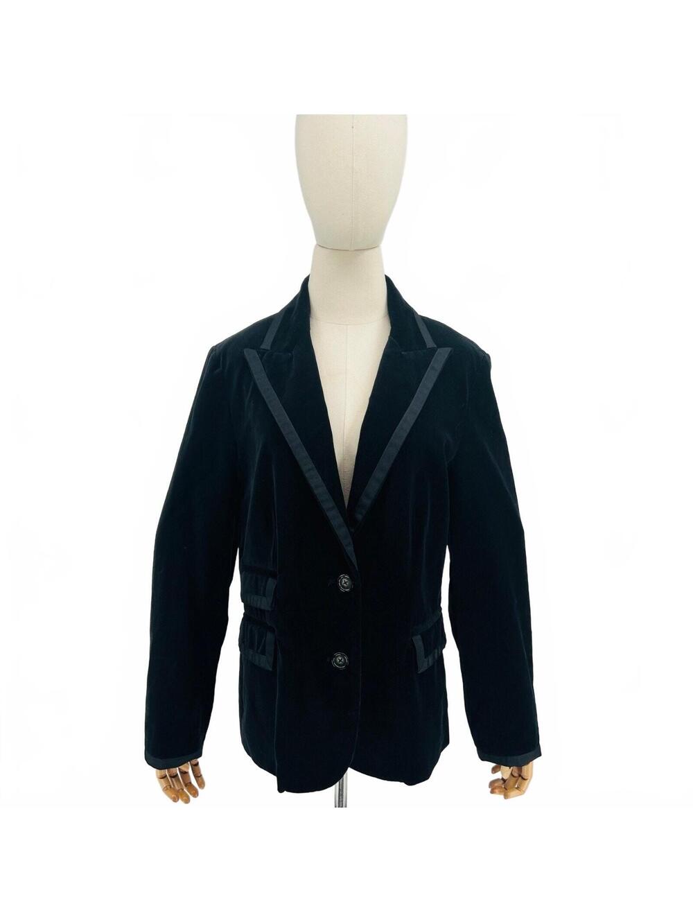 Mark Eisen George ME Black 100% Cotton Velvet Tuxedo Blazer
